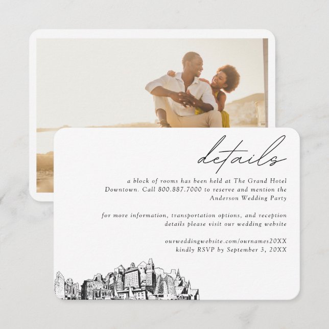 Oakland Wedding Hotel Room Block Details Enclosure Card (Front/Back)