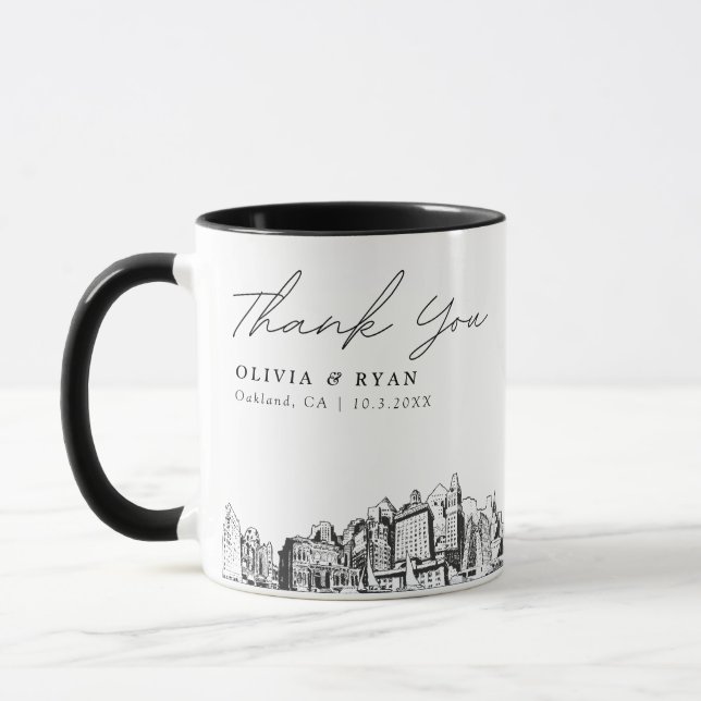Oakland Wedding Minimal Custom Coffee Mug (Left)