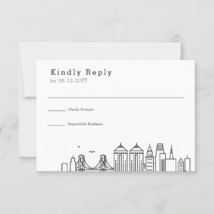 Oakland Wedding   Stylised Skyline RSVP Card