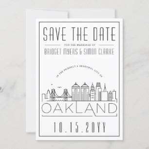 Oakland Wedding Stylised Skyline Save the Date Invitation