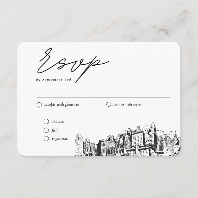 Oakland Wedding Traditional RSVP Meal Option Enclosure Card (Front)