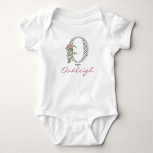 Oakleigh Name Reveal Floral Letter O Girl Flower Baby Bodysuit