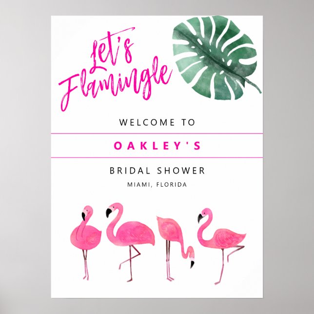 OAKLEY Flamingo Hot Pink Bridal Shower Welcome Poster (Front)