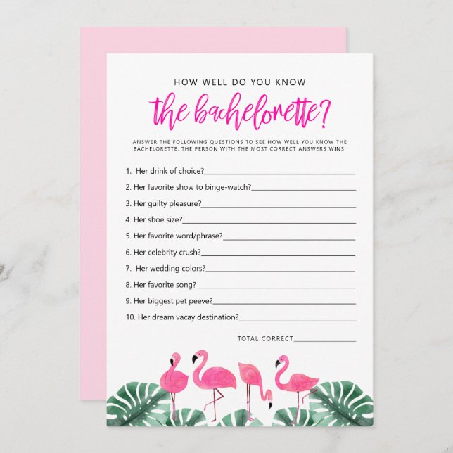 OAKLEY Flamingo Hot Pink How Well Do You Know Game Invitation (Front/Back)