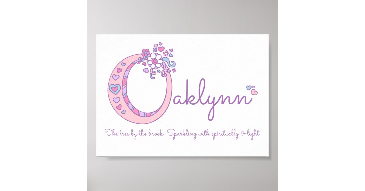 Oaklynn girls name meaning pastel letter O Poster | Zazzle ...