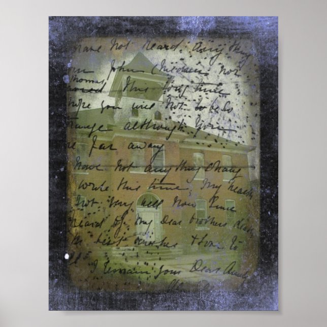 Oakville, Iowa School Grunge Art Poster (Front)