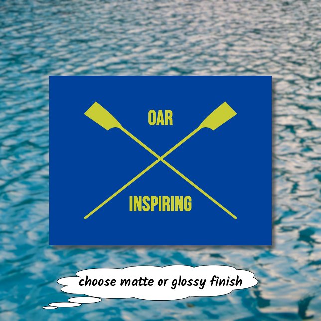 Oar inspiring slogan and crossed oars deep blue postcard (Creator Uploaded)