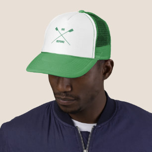 Oar inspiring slogan crossed oars green sport trucker hat