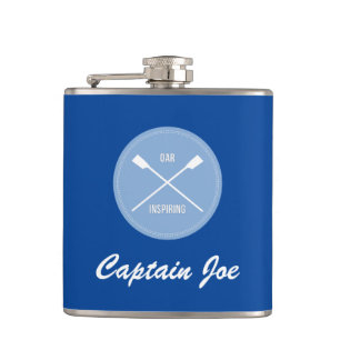 Oar inspiring sports pun personalised rowers hip flask