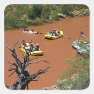 Oar powered rafts turn into the Colorado River Square Sticker