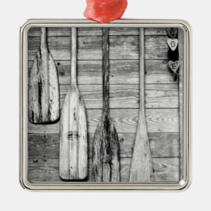 Oars are hung on wooden shed in Big Cypress, 2 Metal Tree Decoration