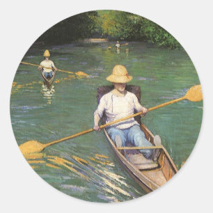 Oarsmen by Gustave Caillebotte, Vintage Fine Art Classic Round Sticker