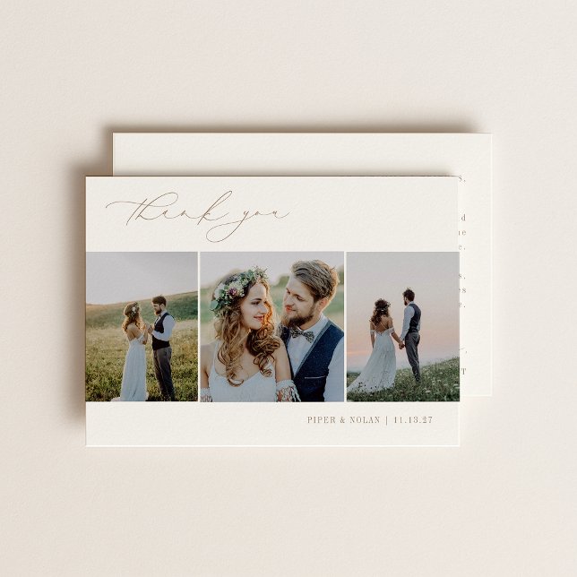 OASIS Minimalist 3 Photo Wedding Thank You Card (Creator Uploaded)