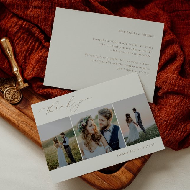 OASIS Minimalist 3 Photo Wedding Thank You Card (Creator Uploaded)