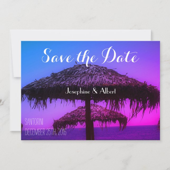 Oasis Santorini Beach Wedding Save the Date (Front)