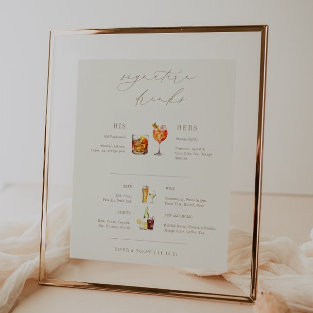 OASIS Taupe Signature Drinks Wedding Bar Sign (Creator Uploaded)