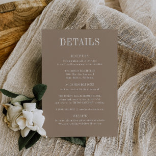 OASIS Taupe Wedding Details Card