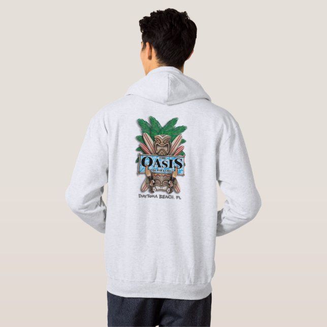 Oasis Tiki Bar And Grill Hoodie (Light) (Back Full)