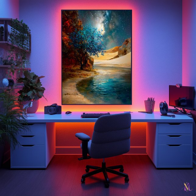Oasis Under the Stars - Celestial Desert Landscape Poster (Creator Uploaded)