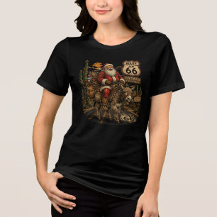 Oatman Burro Santa Route 66 Christmas Adventure Tri-Blend Shirt