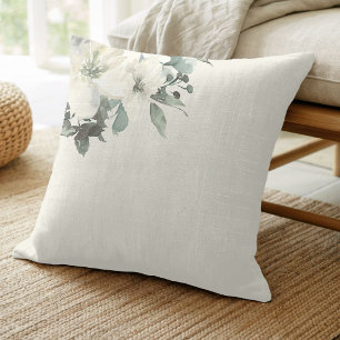 Oatmeal Modern Farmhouse Delicate Floral Cushion