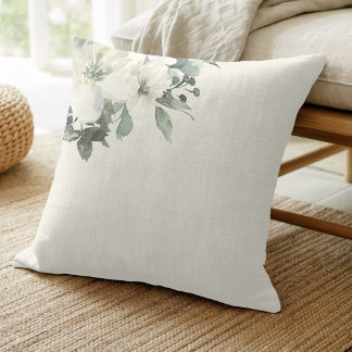 Oatmeal Modern Farmhouse Delicate Floral Cushion