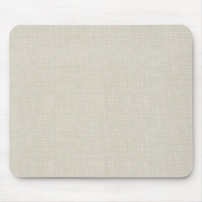 Oatmeal Tan Faux Linen Fabric Textured Background Mouse Mat (Front)