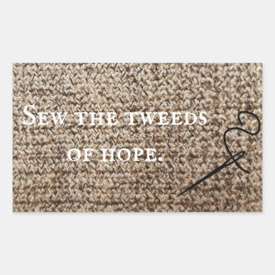 Oatmeal tweed hope rectangular sticker