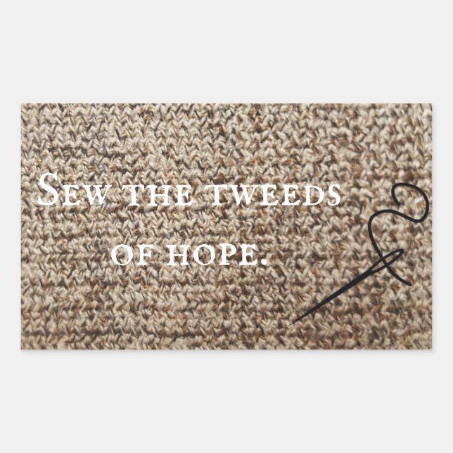 Oatmeal tweed hope rectangular sticker (Front)