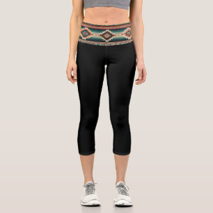 "OAXACA BAND/BLACK" HISPANIC-HERITAGE HIGH WAIST CAPRI LEGGINGS