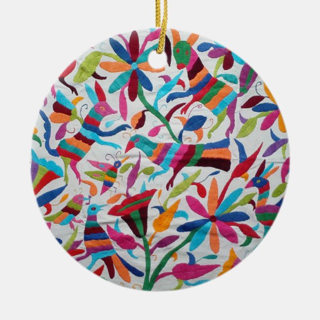 Oaxaca Mexico Mexican Mayan Hispanic Ethnic Boho Ceramic Tree Decoration (Front)