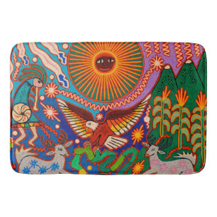 Oaxaca Mexico Mexican Mayan Tribal Art Boho Travel Bath Mat