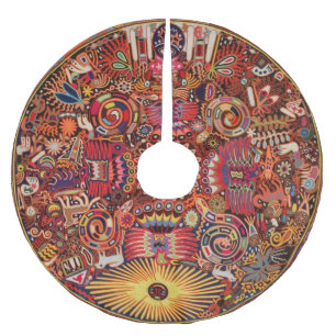 Oaxaca Mexico Mexican Mayan Tribal Art Boho Travel Brushed Polyester Tree Skirt