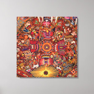 Oaxaca Mexico Mexican Mayan Tribal Art Boho Travel Canvas Print