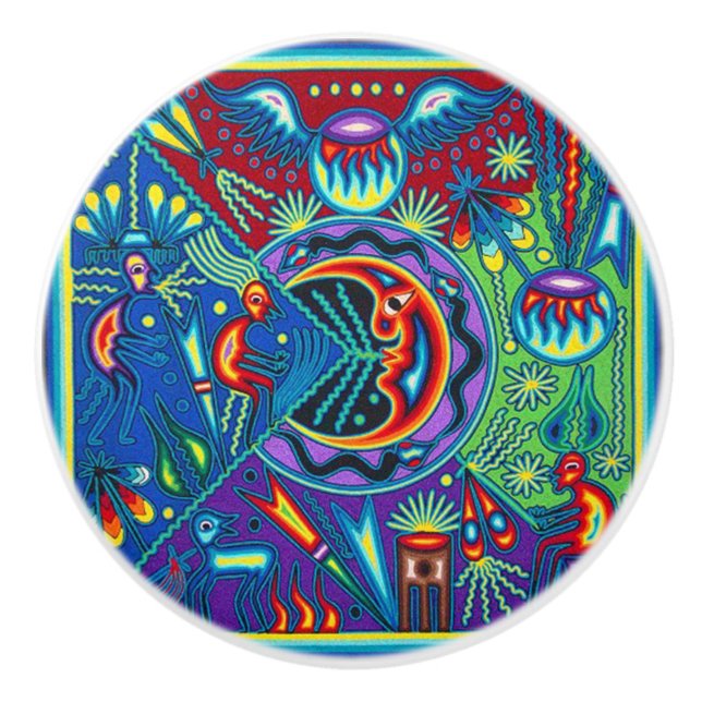 Oaxaca Mexico Mexican Mayan Tribal Art Boho Travel Ceramic Knob (Front)