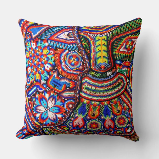 Oaxaca Mexico Mexican Mayan Tribal Art Boho Travel Cushion (Front)
