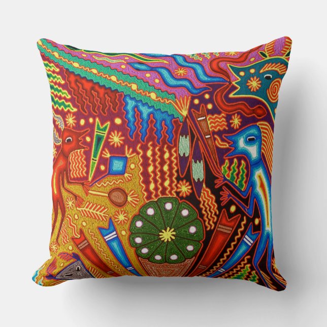 Oaxaca Mexico Mexican Mayan Tribal Art Boho Travel Cushion (Front)