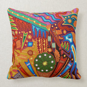 Oaxaca Mexico Mexican Mayan Tribal Art Boho Travel Cushion