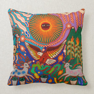 Oaxaca Mexico Mexican Mayan Tribal Art Boho Travel Cushion