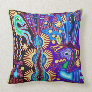 Oaxaca Mexico Mexican Mayan Tribal Art Boho Travel Cushion