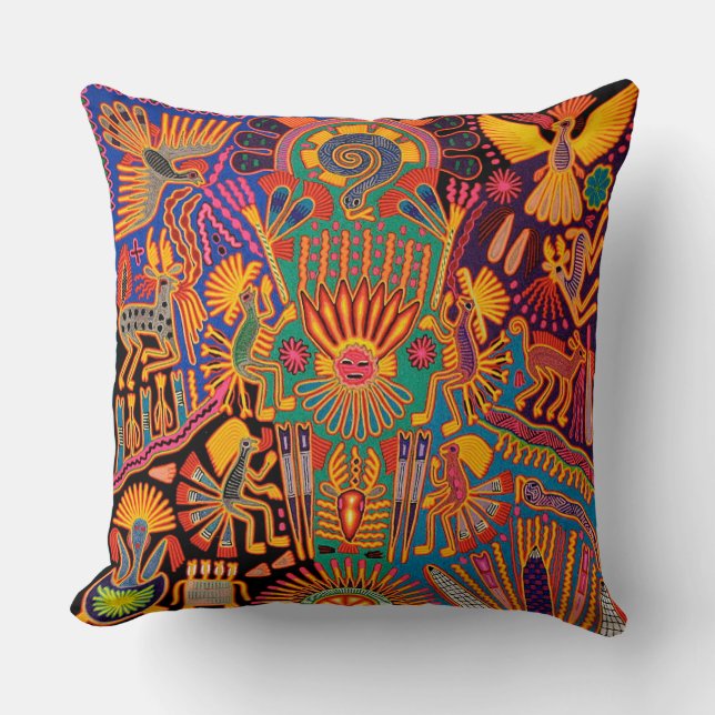 Oaxaca Mexico Mexican Mayan Tribal Art Boho Travel Cushion (Front)