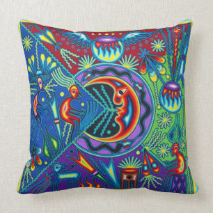 Oaxaca Mexico Mexican Mayan Tribal Art Boho Travel Cushion