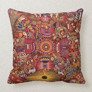 Oaxaca Mexico Mexican Mayan Tribal Art Boho Travel Cushion