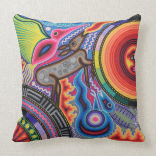 Oaxaca Mexico Mexican Mayan Tribal Art Boho Travel Cushion