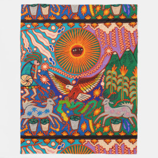 Oaxaca Mexico Mexican Mayan Tribal Art Boho Travel Fleece Blanket