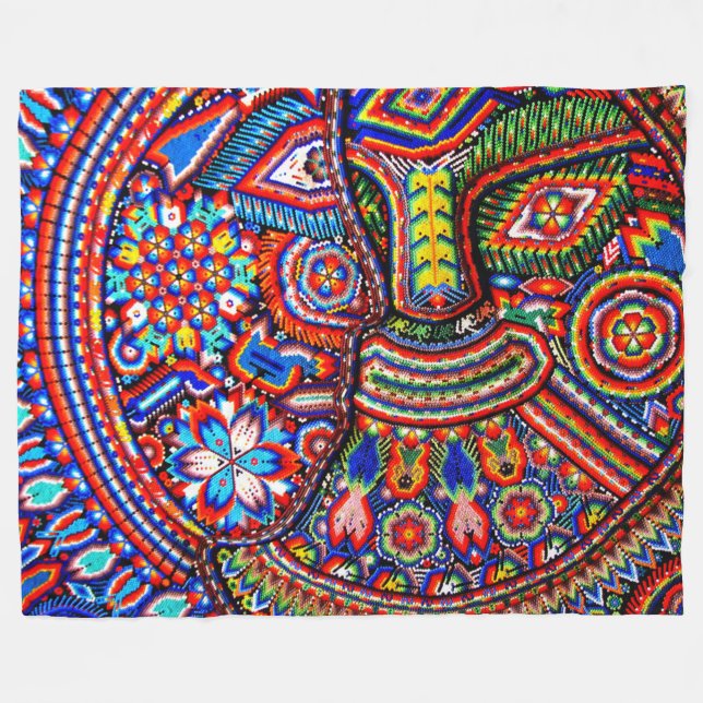 Oaxaca Mexico Mexican Mayan Tribal Art Boho Travel Fleece Blanket (Front (Horizontal))