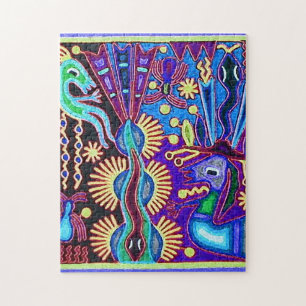 Oaxaca Mexico Mexican Mayan Tribal Art Boho Travel Jigsaw Puzzle