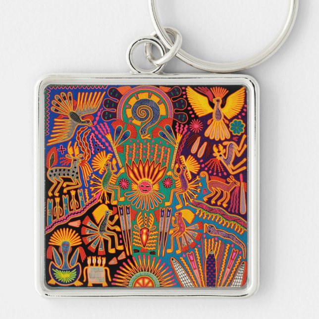 Oaxaca Mexico Mexican Mayan Tribal Art Boho Travel Key Ring (Front)