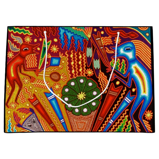 Oaxaca Mexico Mexican Mayan Tribal Art Boho Travel Large Gift Bag (Front)