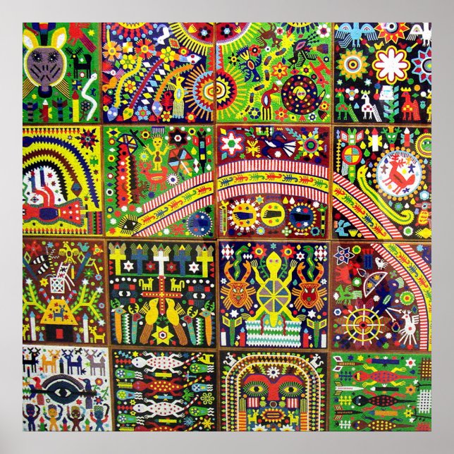 Oaxaca Mexico Mexican Mayan Tribal Art Boho Travel Poster (Front)